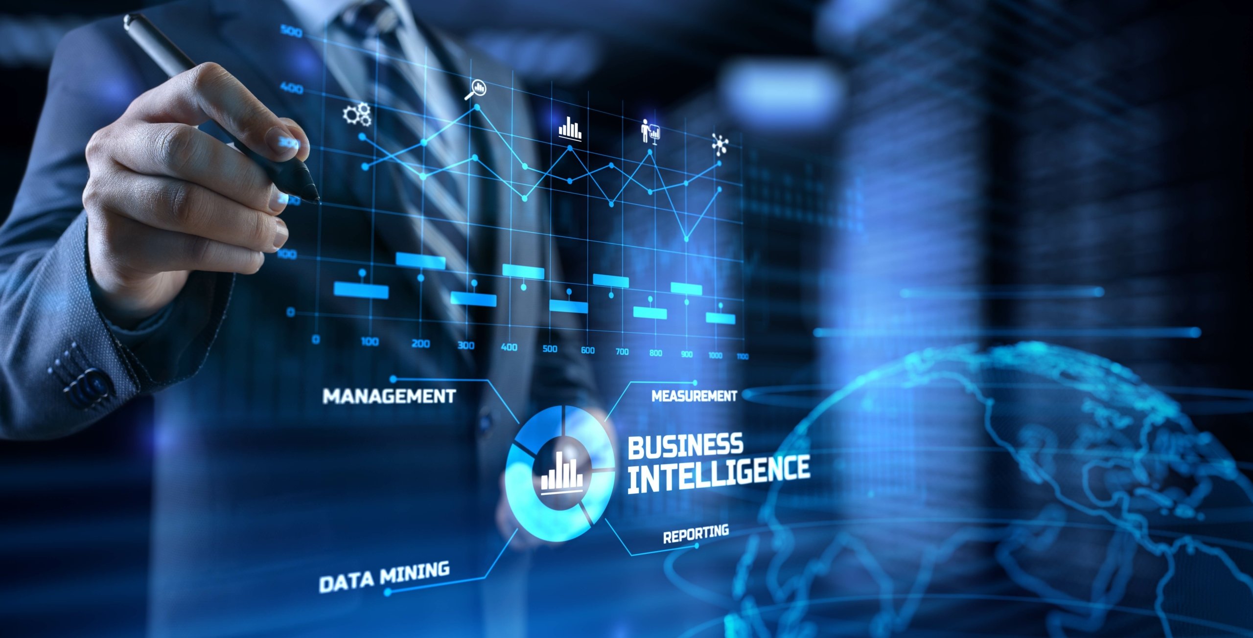 Business intelligence BI concept analytics intelligence Big data analyze.